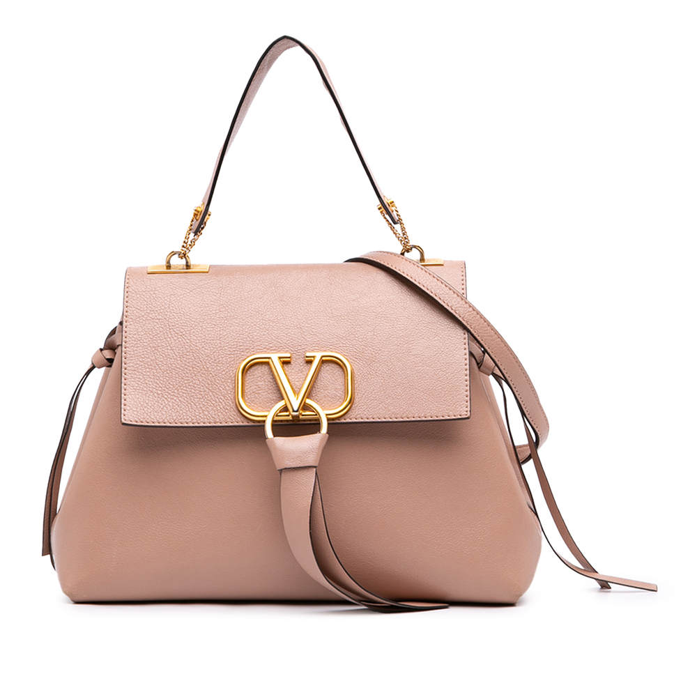 Pre-Loved Valentino Medium Grained Calfskin VRing Top Handle Bag